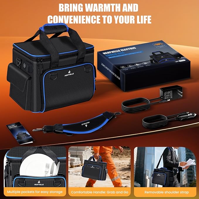 Insulated Lunch Bag, Electric Heated Casserole Carrier for Hot or Cold Food, Portable Food Delivery Cooler Bag keep Food Warm for Travel/Catering/Car/Shopping