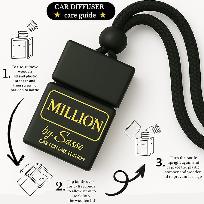 Car Diffuser Duo “Greed & Million” – Inspired by Iconic Men’s Perfumes – Long-Lasting, Odor Eliminator – Gift Box for Car Lovers - Fragrance By Sasso