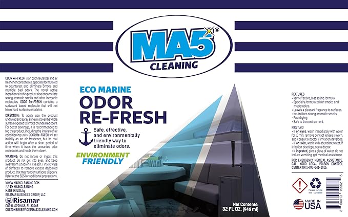 MA5x Eco-Marine Odor Re-Fresh | Odor Eliminator for Boats | Environment Friendly | Concentrate Formula