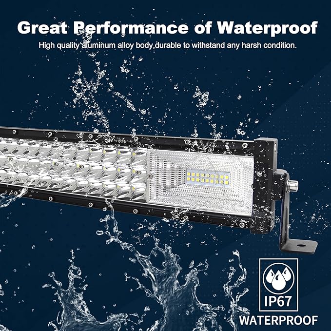 AUXTINGS 32 inch 405W Curved LED Light Bar Triple Row Work Light Spot Flood Beam with Wiring Harness kit Switch for Trucks Tractor 4X4 Boat Off Road Auto Fog Driving Lamp,12V 24V Waterproof