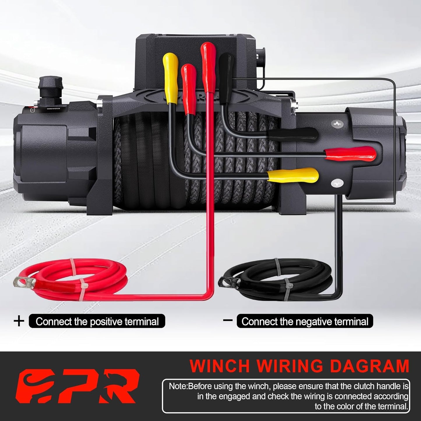 OPENROAD 10000 lb. Waterproof IP68 Electric Winch, 12V Electric Truck Winch Synthetic Rope Kit, with 2 Wireless Handheld Remotes and Wired Handle 4WD Recovery Winch(10000lbs Synthetic Rope)