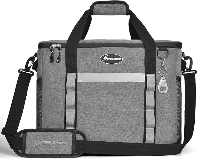 Maelstrom Collapsible Soft Cooler Bag,35/55/75 Cans Beach Cooler with Flip Top Lid, Ice Chest, Leakproof & Portable for Beach, Camping, Road Trips & Grocery Shopping