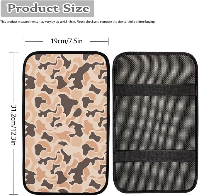 Dreaweet Car Center Console Cover Duck Camo Car Accessories for Women Men Universal Arm Rest Cover for SUV Sedan Soft Anti Scratch Armrest Cover Center Console Cushion Pad