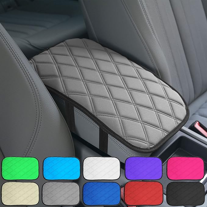 FH Group Neosupreme Gray Diamond Pattern Center Console Pad – Water-Resistant Armrest Cover Protector for Cars, SUVs & Trucks