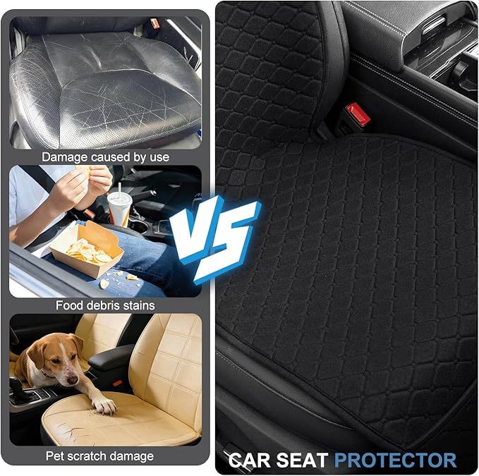 2 Pack Car Seat Covers, Front Seat Covers for Cars, Breathable Linen Car Seat Protector, Universal Fits for Most Automotive, Vehicles, SUVs, Cars, Sedans(Black)