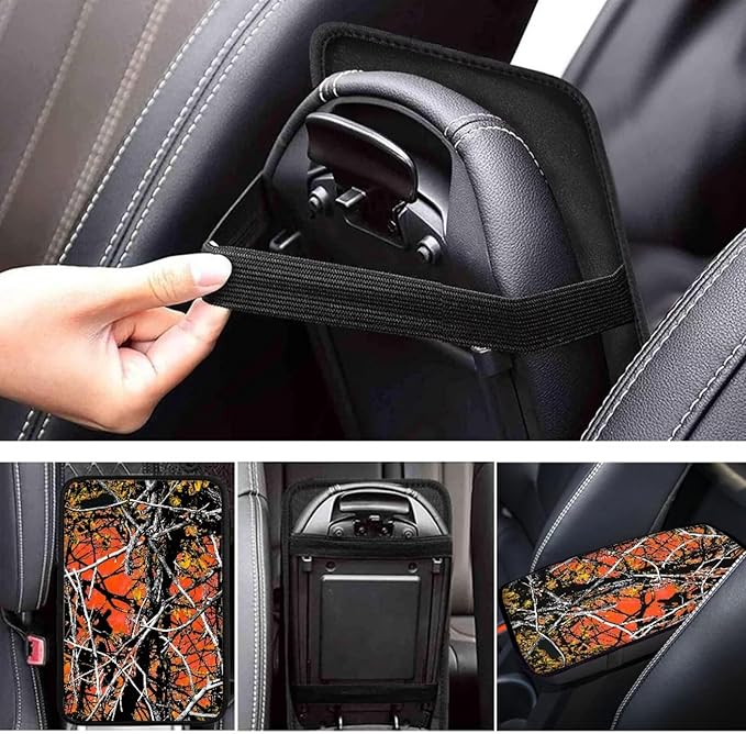 Auto Center Console Cover Pad Car Armrest Seat Box Cover Cushion Universal for Most Vehicle SUV Truck Car Accessories Decor,Red Tree Camo