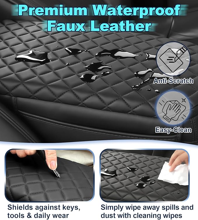 Armrest Cover for Honda Pilot/Passport/Ridgeline Center Console Pad with Organizer Storage Pockets, Black Faux Leather Arm Rest Lid Protector Cushion Interior Accessories (2023-2025)