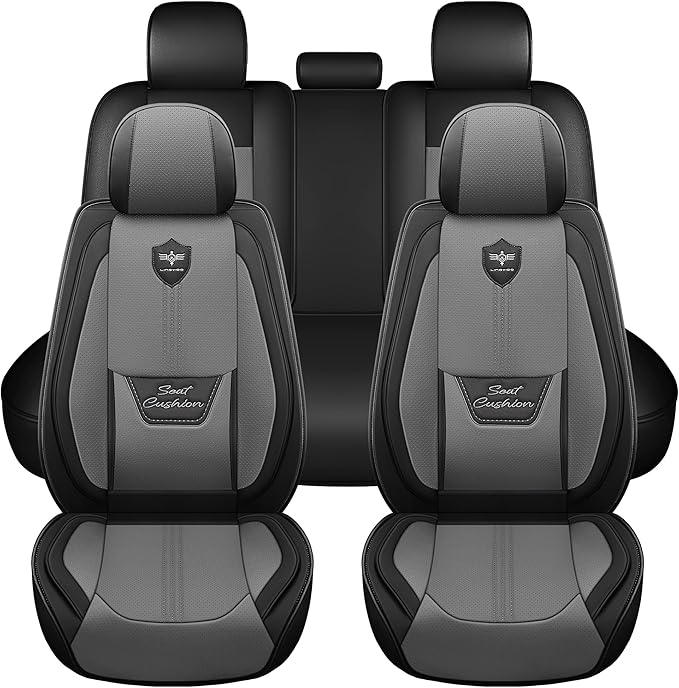 LINGVIDO Car Seat Covers Full Set (5 Seats) - Premium Perforated Nappa Leather, Waterproof Shield, Omni-Adapt Fit SUVs Sedans, Ultimate Family & Pet Protection