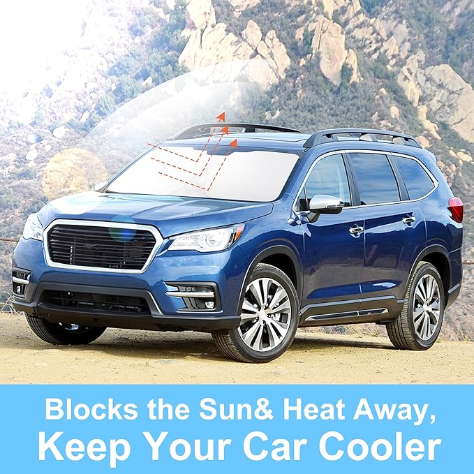 Windshield Sun Shade Custom Fit for 2019-2024 2025 2026 S-ubaru Ascent Accessories Foldable Sunshade Sun Blocker Protect Car from Sun Rays & Heat Damage Keep Car Cooler