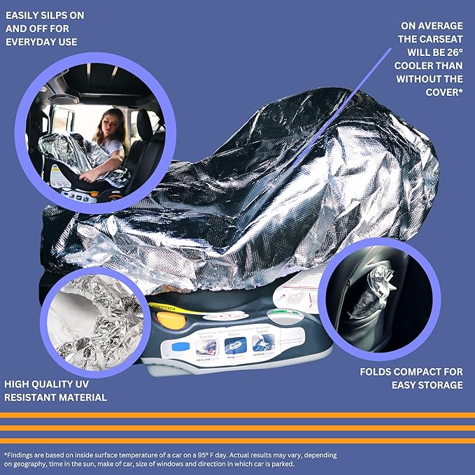 Mommy’s Helper Car Seat Sun Shade Cover – Heat Reflective Car Seat Sun Protector for Baby & Toddler – Universal Fit Carseat Cover for Summer – Blocks Sun & UV to Help Reduce Heat Buildup