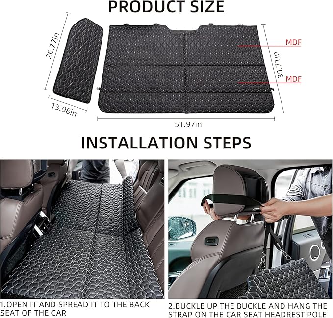 ABE Non-Inflatable Car Mattress,Double-Sided Folding Car Bed Mattress SUV,Portable SUV Mattress,Camping Mattress Back Seat,Back Seat Extender for Dogs(Dinosaur World)