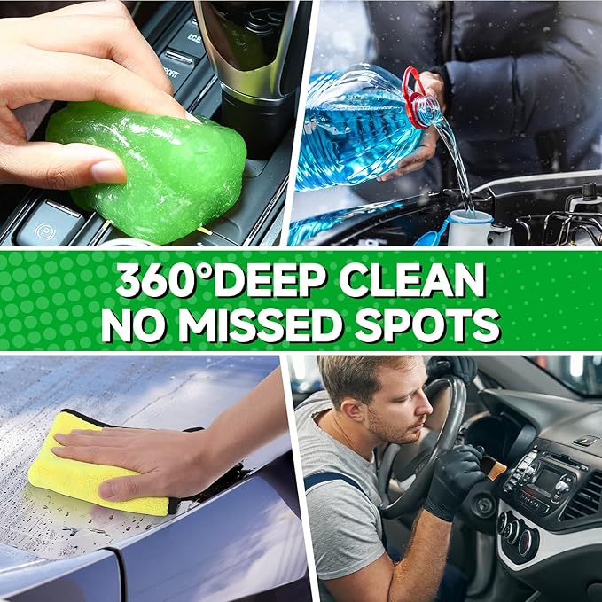 11Pcs Car Interior Cleaning Kit | Car Seat Cleaner, Tire Shine Spray, Screen Cleaner, Tire Stone Cleaning | Car Care Kit for Car, Truck, SUV, RV | Car Detailing Kit