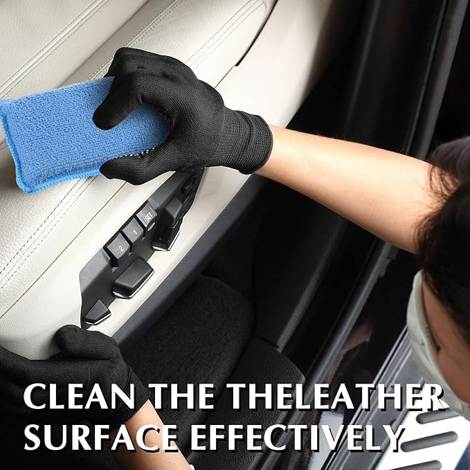 Mudder 12 Pcs Car Interior Scrubbing Sponge 5'' x 3'' Fiber Car Wax Applicator pad Household Cleaning Sponges for Leather Seat Couch Cleaning (Blue White)
