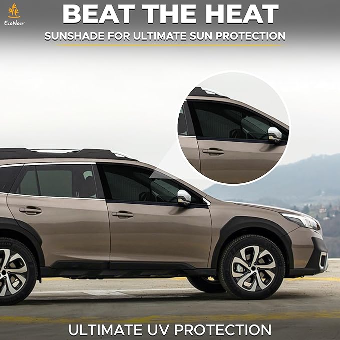 EcoNour Car Front Side Window Sun Shades Compatible for Subaru Outback | 2Pack Breathable Super Stretchy Mesh Sun Shade | Heat Block UV Protection Car Window Screen Covers | Mosquito Net Curtains