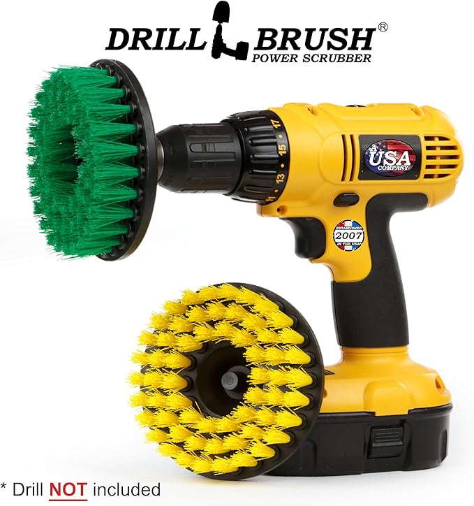Kitchen Accessories - Pot Cleaning- Cleaning Supplies - Drill Brush - Power Scrubber Kitchen and Bathroom Brush Set - Spin Brush - Bath Mat - Soap Scum, Mineral Deposits, Calcium, Hard Water Stains