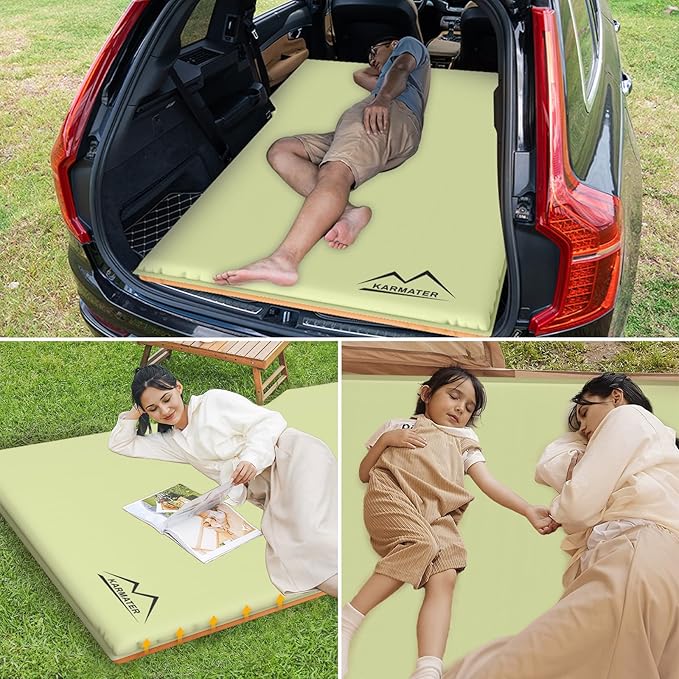 SUV Air Mattress Car Bed Camping, Inflatable Car Camping Pad with Air Pump, Ultrathick Memory Foam Camping Mattress, 9.0 R-Value Insulated Sleeping Pad 2 Person, Camp Mat for Hiking and Backpacking