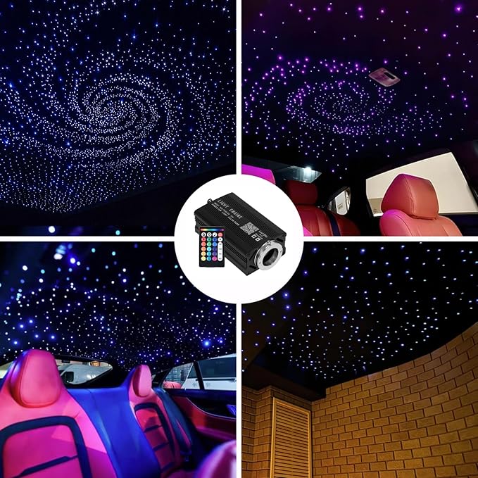 16W Twinkle Starlight Headliner Kit 1000 Piece, 6.5ft/2m 0.03in Car Interior Ceiling Fiber Optic Lights, APP/Remote Control Star Roof Lights for Car/Party Ambient Decor
