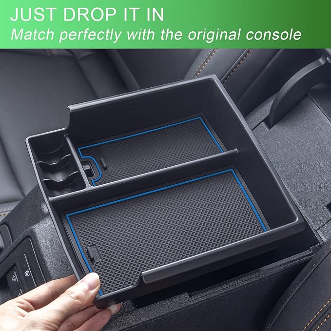 TOPINSTALL New Blue Tray Compatible with 2021-2024 Ford Bronco & 2025+ Bronco 2-Door & 2025+ 4-Door Manual Transmission, Full Size Bronco Organizer (Not for Sport Model & 25 4 Doors AT)
