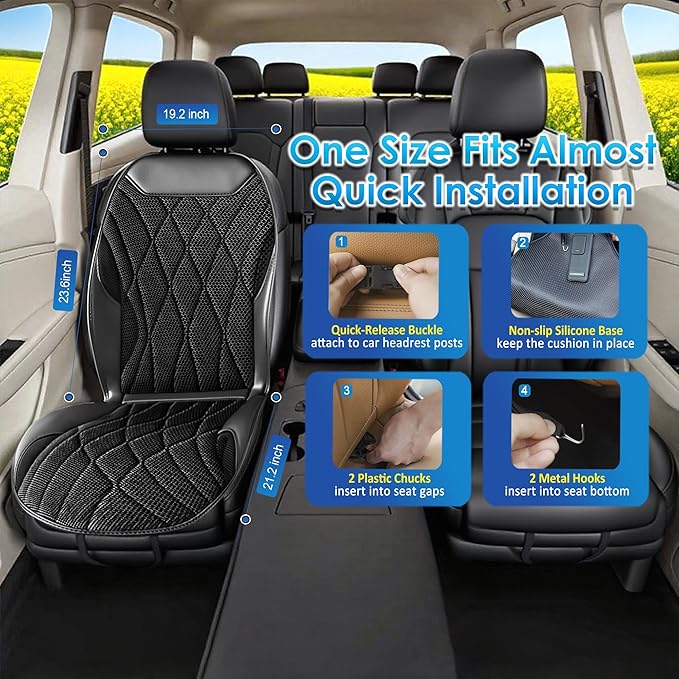 3-in-1 Smart Climate Control Car Seat Cushion Comfortable Massage Cooling Seat Cover for Car Front Seat, 16 Fans Ventilated Cooling Seat Cushion for Car Fit All Season 1 Pack Seat Cooler (Black-1)