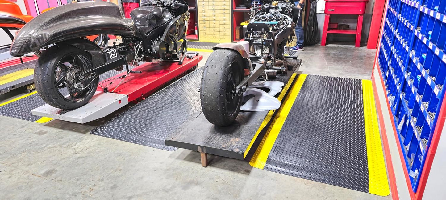 Rhino Mats, American Classic Diamond Anti-Fatigue Mats, Industrial Ergonomic Comfort Standing Mat for Work, Home, Garage, Office, Kitchen or Anywhere (Black/Yellow 9/16" Thick, 3 FT. x 11 FT.)