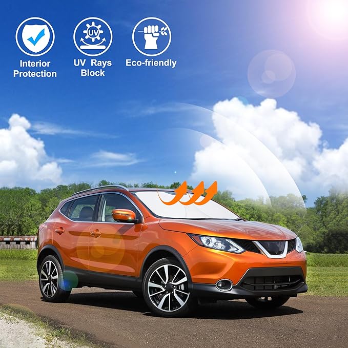 Windshield Sun Shade Custom Fit for 2017-2024 Nissan Rogue Sport (Not for Rogue) Accessories Foldable Sunshade Sun Blocker Protect Car from Sun Rays & Heat Damage Keep Car Cooler