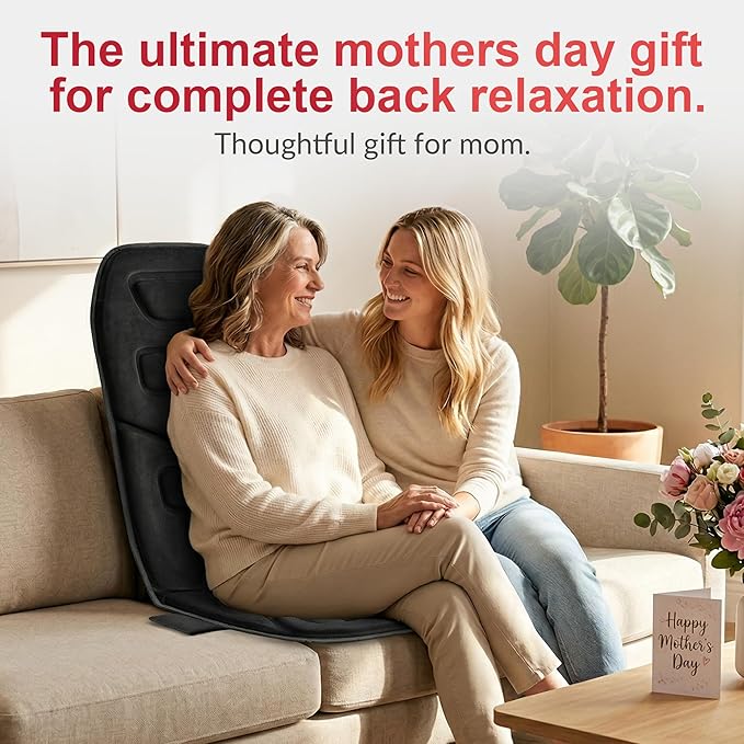 COMFIER Vibration Back Massager Seat Cushion with Heat,10 Motors Massage Chair Pad,Chair Massager for Pain Relief at Office/Home,Mothers Day Gifts for Mom Dad