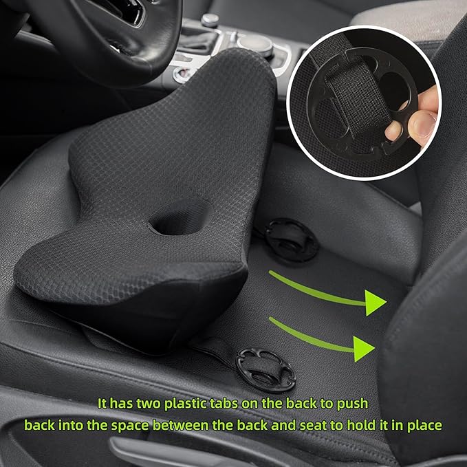 Memory Foam Car Seat Cushion and Car Lumbar Support Pillow