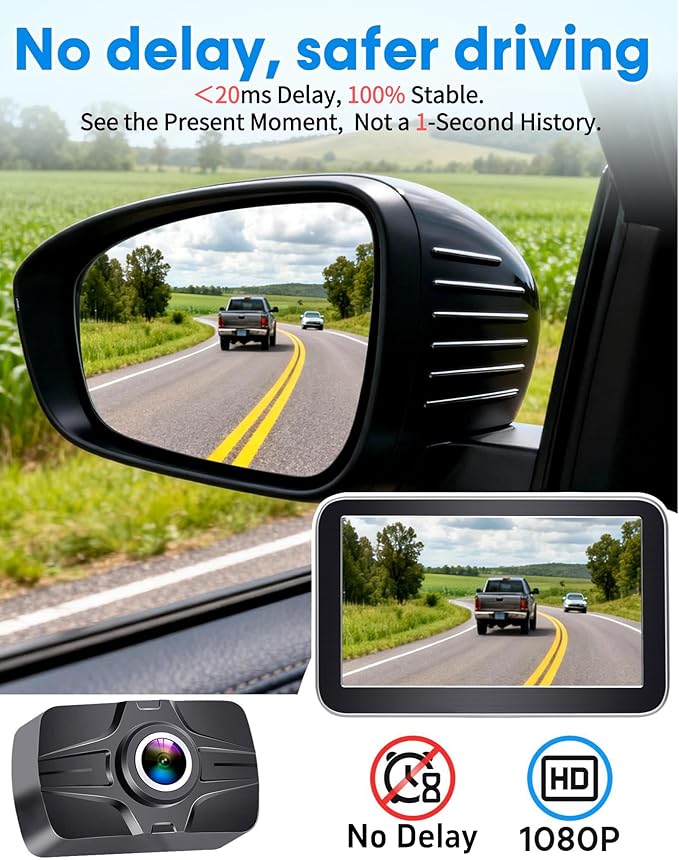 HD 1080P Backup Camera: 15-Min Easy Install 7 inch Large Screen Color Night Vision See Clearly at Night Up to 10 Meters - Reverse Camera for Trucks Cars Pickup SUVs Rear View Safety & Parking Assist
