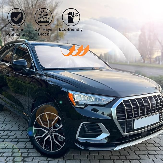 Windshield Sun Shade Fit for 2018 2019 2020 2021 2022 2023 2024 2025 2026 Audi Q5 Accessories Front Window Sunshade Shield Blocker Keeps Car Cool
