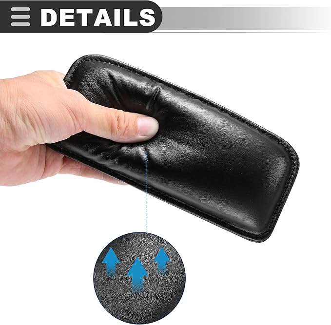 Motoforti Universal Car Center Console Knee Leg Elbow Cushion Pad, Armrest Knee Cover Support, 18x8x3.2cm, Faux Leather, Black, 1 Pcs
