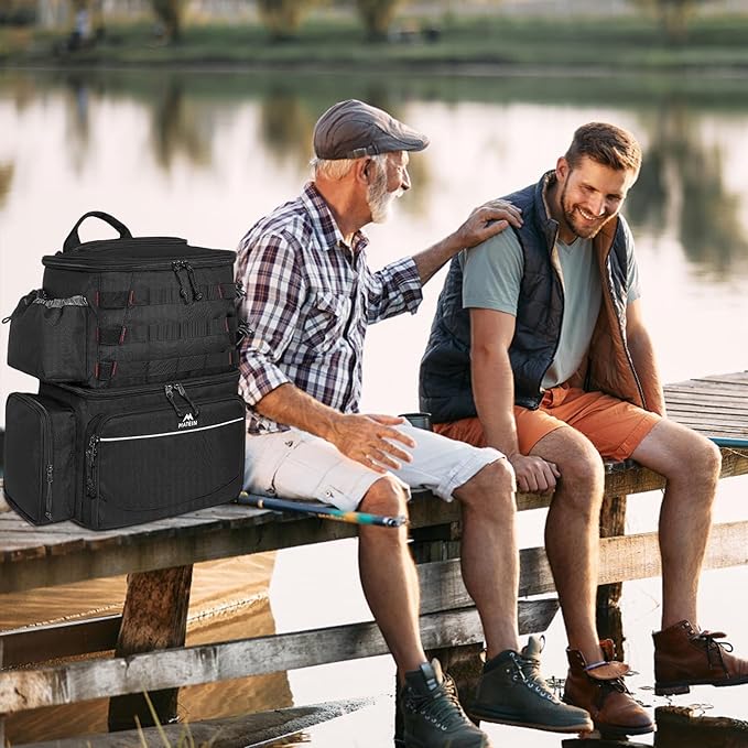 MATEIN Fishing Backpack, Water Resistant Tackle Storage Bag with Rod Holders & Cooler, Fishing Gifts for Men