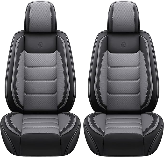 Full Coverage Faux Leather Car Seat Covers Full Set,Automotive Seat Covers for Cars,SUVs Pick-up Truck, Car Seat Cushion, Black and Grey Seat Covers,Front Seat Cover,Car Seat Protector