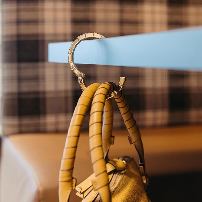 Attaché Purse Hook for Table - Portable Bag Hanger, Strong Durable Handbag Holder - 35lb Capacity Desk Hanger, Premium Bag Clip with Gift Box, Anti-Slip Car Tote Accessory - Divina Antique Gold