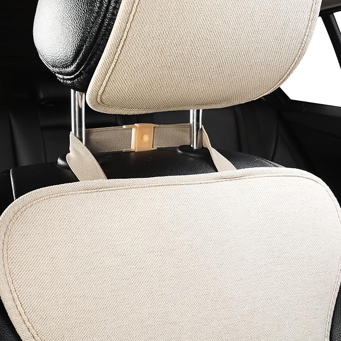 West Llama Linen Car Seat Covers-Breathable & Soft-Front Car Seat Protector Universal Fit 90% Cars,SUVs,Trucks,Diamond Pattern- 1Pair,Beige