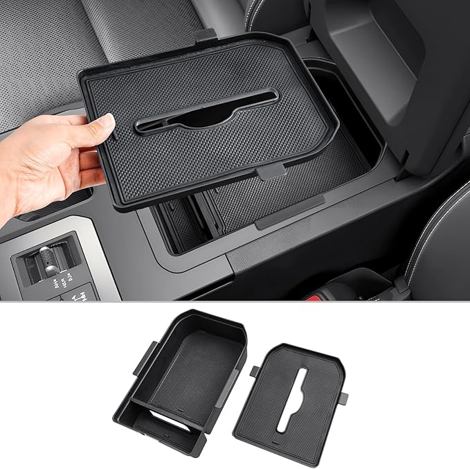 CDEFG 2PCS for 2024 2025 Land Cruiser Center Console Organizer Tray 2024 2025 Land Cruiser Accessories Middle Console Organizer with Tissue Slot Storage Box(for Trims W/O Cool Box Only)