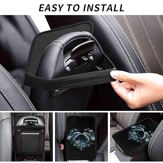 Heart Shaped Dolphins Car Auto Armrest Cushion Cover Accessories Center Console Seat Box Pad Protector Universal Decoration for Most Vehicle SUV Truck