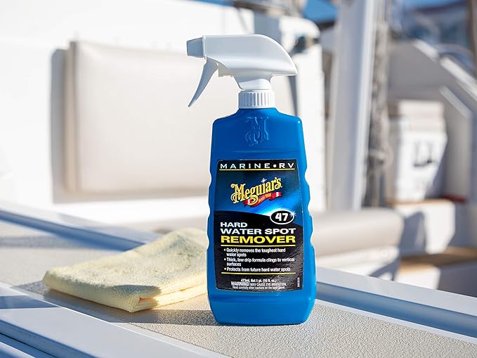 Meguiar's M4716 Marine/RV Hard Water Spot Remover - Effective Marine Hard Water Spot Remover for Boats, RVs, Removes Mineral Deposits, Ideal Boat Water Spot Remover for Marine Enthusiasts