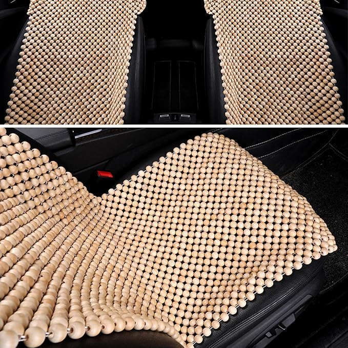 LACDL Beaded Car Seat Covers for Cars, Cooling Bead Seat Cover for Trucks & SUVs - Auto Ventilated Seat Cooler Pad, Natural Wood Breathable Beads - Sweat Protector for Summer, Burlywood
