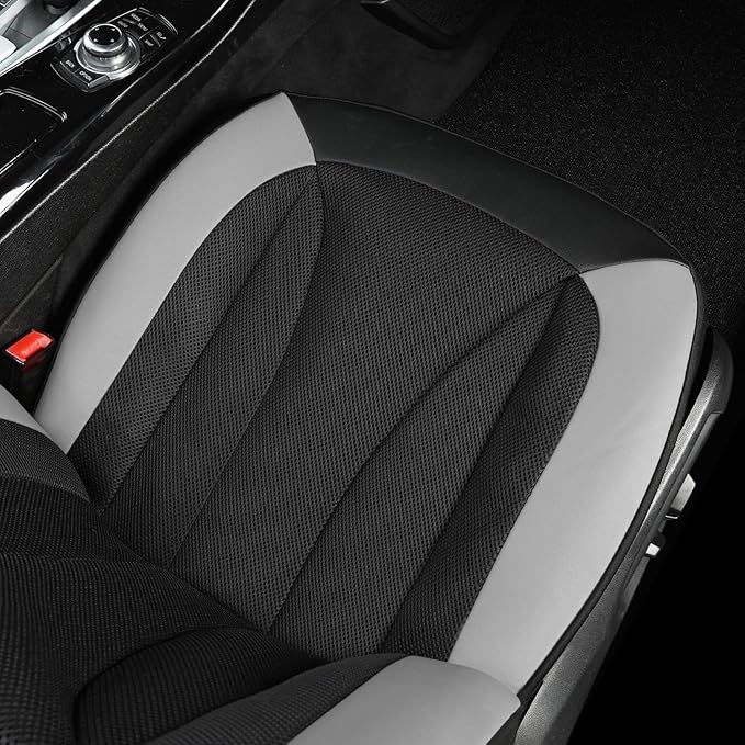 GIANT PANDA Front Seat Cover for Nissan, 3D Air Mesh Car Seat Covers Custom Fit Nissan Rogue Altima Sentra Versa Kicks Frontier Murano Pathfinder Maxima Black+Gray 2-Seat