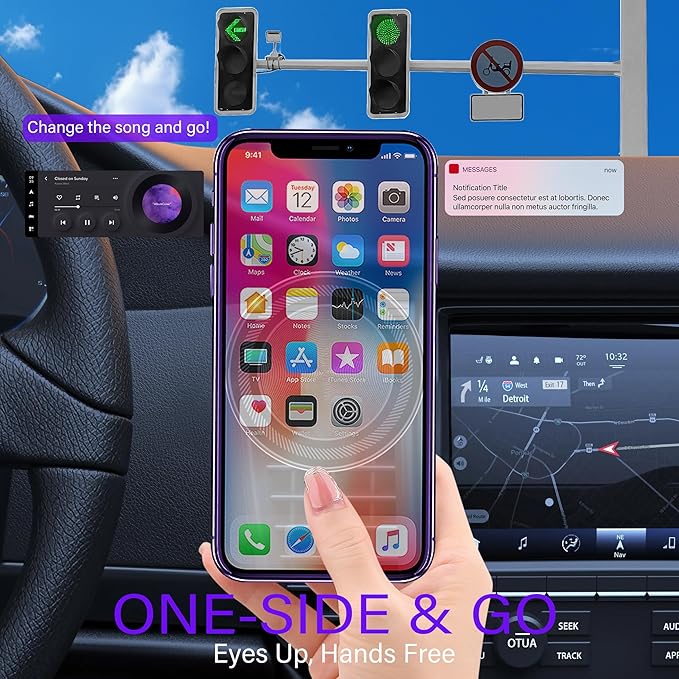 Magnetic Car Phone Holder, N55 Strong Magnets, 360° Rotation Dashboard Magnetic Phone Holder for Car, Folding Car Magnet Phone Mount for iPhone 16 15 14 13 Pro Max (Round-5)