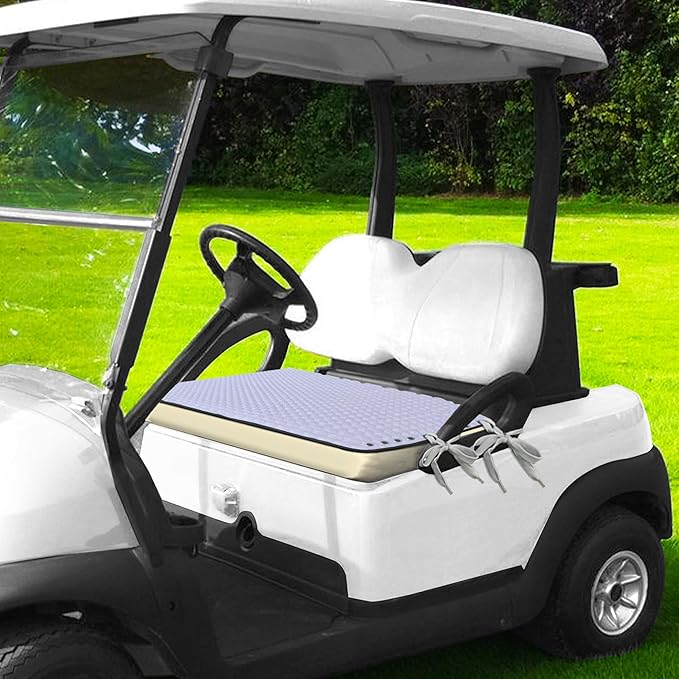 YOKYHOM Cooling Ice Silk Golf Cart Seat Covers, Summer Cool Touch Seat Towel with Adjustable Tie Ropes, Non-Slip Bottom, Fits Yamaha, EZGO, Club Car, 39"x22"