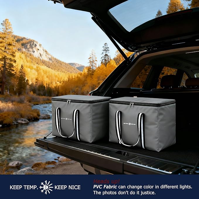 modscape Large Heavy Duty Insulated Grocery Bags–Delivery Bags with Hard Bottom Food Transport,Thermal Bags for Cold and hot Food, Collapsible Cooler for Shopping & Travel, Camping & Beach