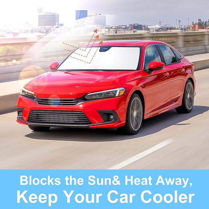 Windshield Sun Shade Custom Fit for 2022 2023 2024 2025 2026 Honda Civic 11th Gen Accessories Foldable Sunshade Sun Blocker Protect Car from Sun Rays & Heat Damage Keep Car Cooler