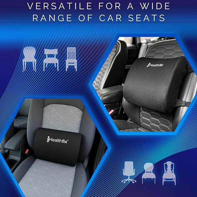 Healthfix® Car Lumbar Support Pillow | Back Cushion to Help Improve Posture (Hard)