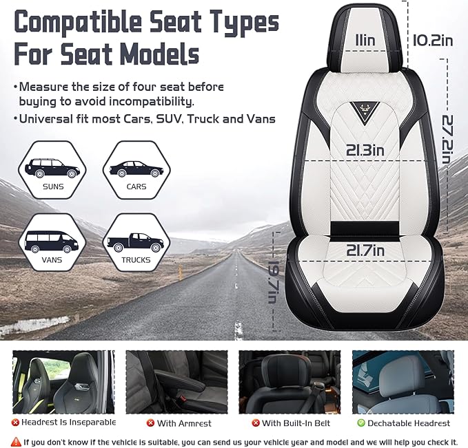 Truck Seat Covers for Toyota Tundra 2008-2026, Waterproof Premium Leather Full Coverage Car Seat Cover, Muscle Sport Style Auto Interior Seat Cover Sets (Front Set/Black White)