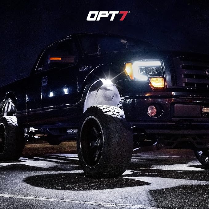 OPT7 Photon Pure White LED Magnetic Rock Lights - 4 Pods w/Magnet Mounts - Wide Angle Underglow Lighting Kit, IP68 Waterproof for Offroad Jeep RZR ATV UTV SUV - Truck Decorations