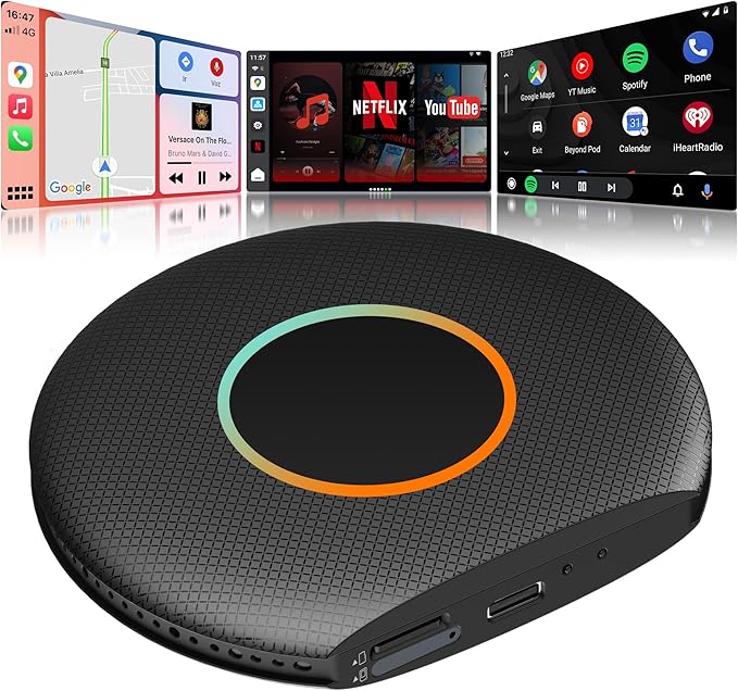 Magic AI Box, Wireless CarPlay/Android Auto Adapter, Car Video Box Supports for Netflix/YouTube/TikTok/TF Card, DriveChat AI Smart Box with GPS/Dual Bluetooth