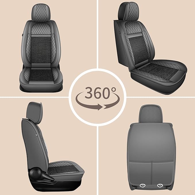 TTX LIGHTING for Nissan Altima 2009-2026 Car Seat Covers, Breathable Ice Silk & Leather Seat Protector, Cool & Anti-Sweat for Long Driving, Airbag Compatible, 2 Front Seats (Black&Gray)
