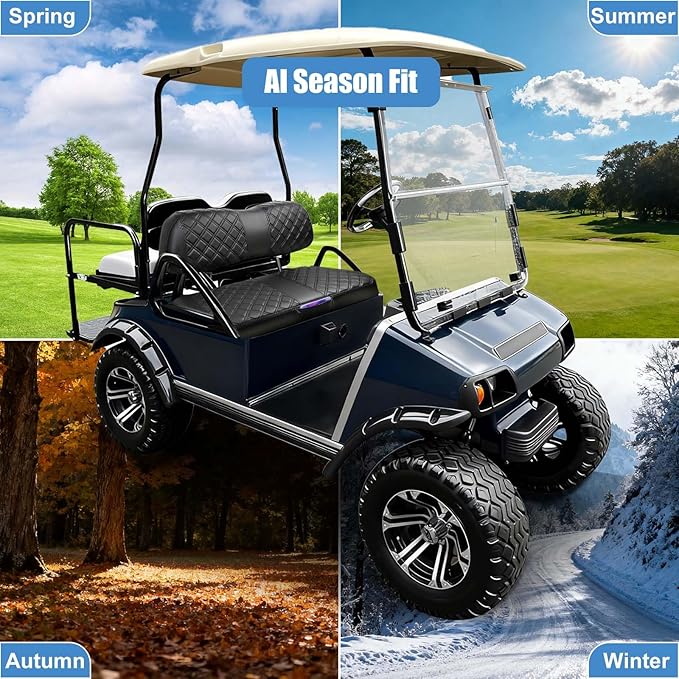 MOSNAI Club Car DS 2000.5-Up Seat Covers, Golf Cart Seat Covers for Club Car DS OEM Ordinary Seat, Front Seat Cover with Concave and Convex Design, Thick Vinyl Leather Comfortable/Breathable