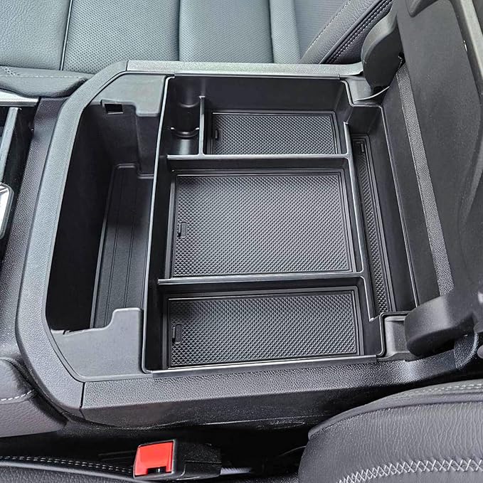 TOPINSTALL Power-Sliding Console Tray Compatible with 2021-2026 Chevy Tahoe/Suburban/GMC Yukon Accessories, Full-Size Armrest Organizer Black (Not for Standard Console with Charging Socket!)